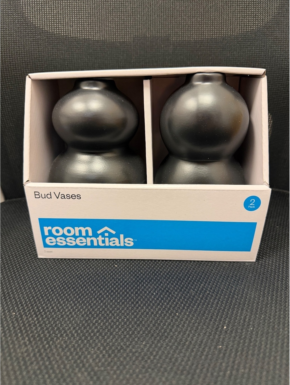 Room Essentials Matte Black Ceramic Bud Vases 2 Pack Gourd Modern Home Decor